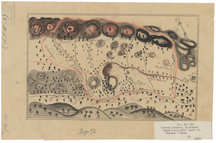 Joseph Hooker’s land grant showing his property in Agua Caliente, Sonoma Valley